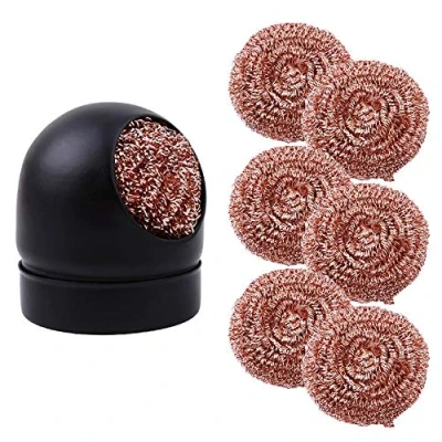 Image of ExcInter Black Iron Tip Cleaner + 6pcs Cleaning Ball Soldering Solder Tips Wire and Metal Brass Holder Station