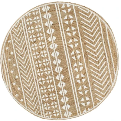 Image of vidaXL Handmade Rug Jute with White Print 150 cm