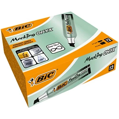 Image of BIC Onyx Marker Chisel 1481 3.5mm 5.5mm Box of 12 Black