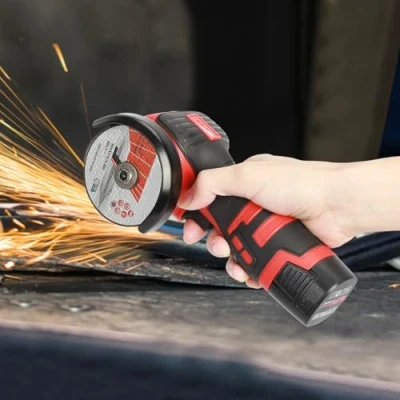 Image of Cordless Angle Grinder, 18V 550W Mini Grinder with Batteries, Professional Electric Polishing Machine, for Cutting, Grinding, (Red)