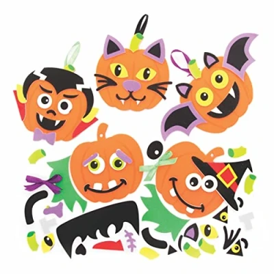 Image of Baker Ross Pumpkin Mix and Match Halloween Decoration Kits Pack of 8, Craft for Kids, Foam Arts Crafts (FE768)