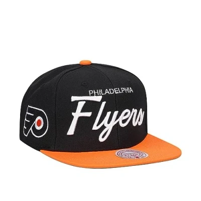 Image of Mitchell &amp; Ness Philadelphia Flyers Vintage Script Snapback Cap, black, One Size