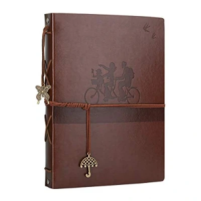 Image of AIOR Wedding Photo Album Scrapbook, Vintage Leather Guest Book, Refillable Black Pages Planner, Gifts for Bride and Groom Anniversary Presents couple (Bicycle)