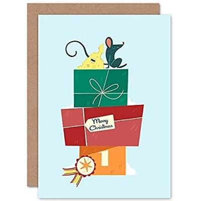 Image of Wee Blue Coo Cute Mouse Christmas Card