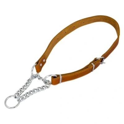 Image of JACK AND VANILLA, Martingale Dog Collar, Fat Leather, Cognac, Size 16 mm x 35 50 cm