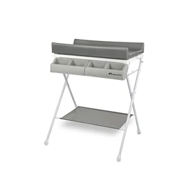 Image of Bebeconfort Baltic, 2 in 1 Bathing &amp; Baby Changing Table, 0 12 Months (max. 11kg), Compact Fold, Easy Storage, Multiple Storage Compartments, Padded Mattress, Tub Drainage, Grey Mist