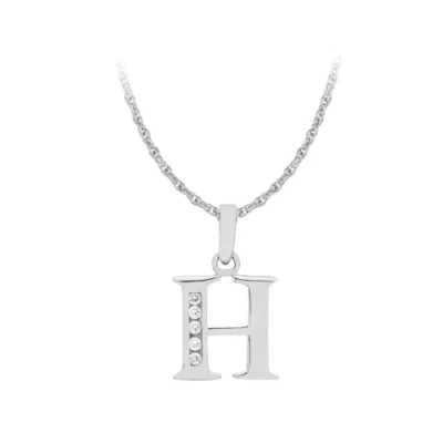 Image of Carissima Gold Women&#039;s 9 ct White Cubic Zirconia Initial H Pendant on 0.8 mm Prince of Wales Chain Necklace Length 46 cm/18 Inch