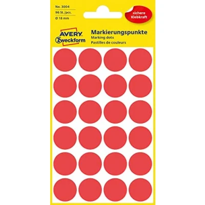 Image of Avery Zweckform 3004 Coding Dots (96 18 mm Diameter) red