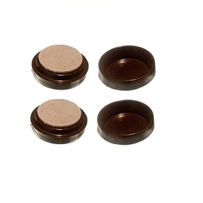 Image of Merriway® BH00154 (4 Pcs) Castor Caster Cups with Felt Pad, Small Brown Outer Dimension 54 mm (2.1/8 inch) Pack of 4 Pieces