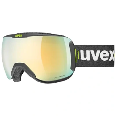 Image of uvex Downhill 2100 CV Ski Goggle for Men and Women Contrast Enhancing No Distortion &amp; Anti Fog Coating Black Matt/Gold Green One Size
