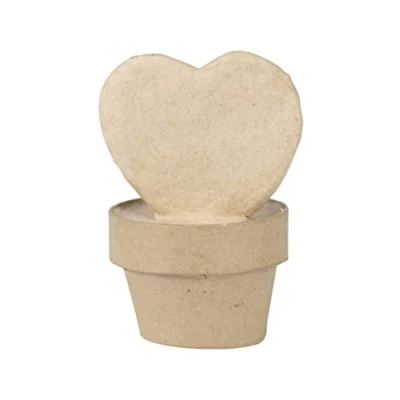 Image of Décopatch Ref HD079C Heart Plant Succulent Papier Maché Object to Decorate 8.5 x 7 12cm with Papers &amp; PaperPatch Glue, Glitter, Paints