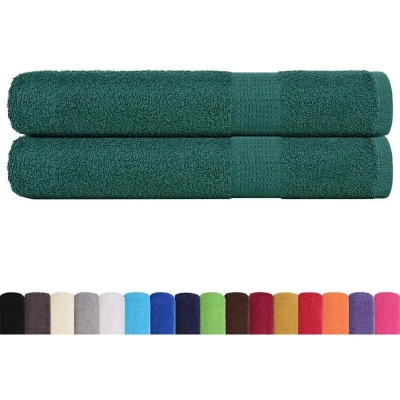 Image of vidaXL Sauna Towels 2 pcs Green 80x200 cm 360 gsm 100% Cotton