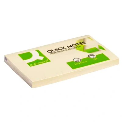 Image of Q Connect KF05610 Quick Note Sticky Notes Pad 76 mm x 127 Yellow