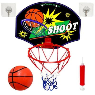 Image of kidoloop Kids Basketball Hoop with Hard PVC Backboard Pump and Ball Hanger Hook Indoor Outdoor Large Set Net Portable Sport Toys for Set, Design 5