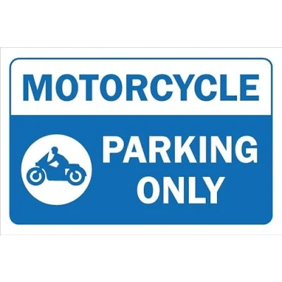 Image of Motorcycle parking only 3mm Aluminium sign (300mm x 200mm)