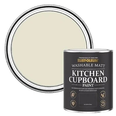 Image of Rust Oleum Grey Kitchen Cupboard Paint in Matt Finish Oyster 750ml