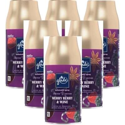 Image of 6 x Glade Automatic Spray Refill 269ml Merry Berry &amp; Wine