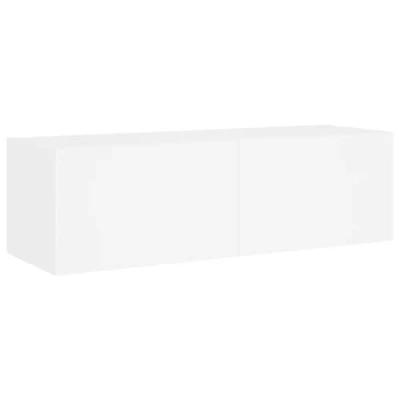Image of vidaXL Wall mounted TV Cabinet with Multi colour LED Lights Compact Media Unit Storage Engineered Wood 100 x 35 31 cm White