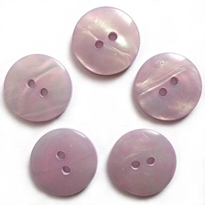 Image of Mother of Pearl Effect Colour Buttons Round 2 Hole Pack 5 (Lilac, 13mm)