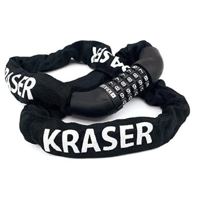 Image of KRASER KR610 Bike Chain Lock, Extra Safety with 5 Digit Code, Thicker and More Durable ø8mm/0.31in Steel Links Nylon Cover, Anti Theft for Bicycle, Scooter, Gates, Containers, 100cm/3.2ft Long
