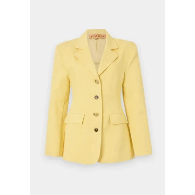 Image of Stine Goya Jacquard Fitted Tailored Jacket Blazer, Women&#039;s, Size: Small, Mimosa