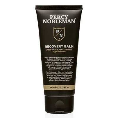 Image of Recovery Balm by Percy Nobleman. Aftershave Balm. Post Shave. Oil Control Moisturiser for Men 100ml, black