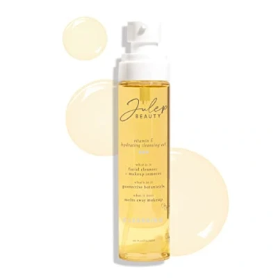 Image of Julep Vitamin E + Brighten Hydrating Cleansing Oil and Makeup Remover Lightweight, Non Greasy Face Cleanser with Rosehip Gentle for Sensitive Skin 3.5 Fl. Oz