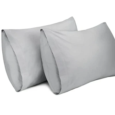Image of Lirex 2 Pack Pillow Cases, 100% Cotton 400 Thread Breathable Pillowcases Covers, 50 x 75 cm Queen Size (Light Grey, Queen)