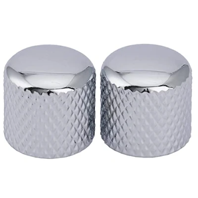Image of Musiclily Pro Metric Size Steel Tele Dome Knobs for Import Fender Telecaster Electric Guitar/Precision Bass, Chrome (Set of 2)