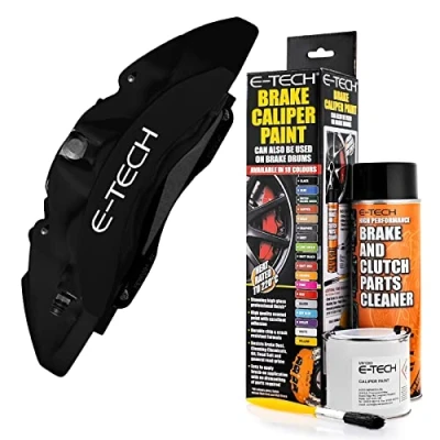 Image of E TECH Matt Black Brake Caliper Paint EBCP MB Complete Kit Inc Paint/Cleaner &amp; Brush