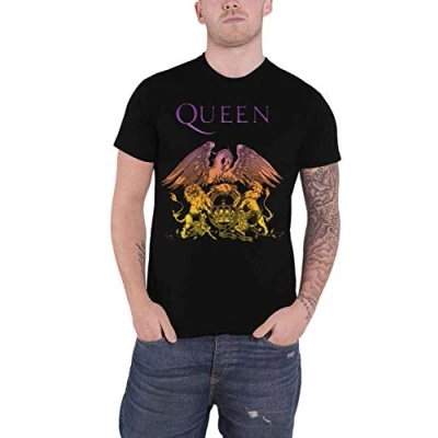 Image of Queen T Shirt Gradient Crest Classic Band Logo Official Mens Black XL