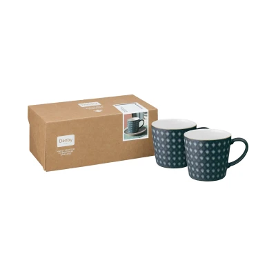 Image of Denby Impression Charcoal Set Of 2 Diamond Large Mug