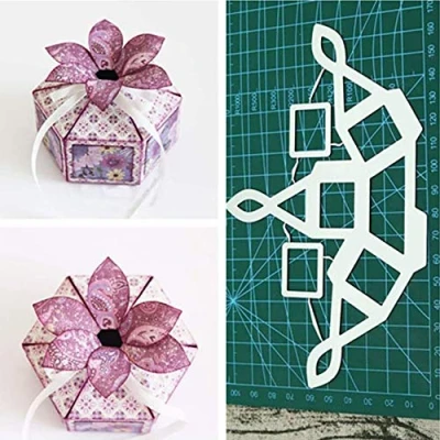 Image of Flower Cutting Dies for Card Making, YunTrip Gift Box Metal DIY Scrapbook Stencil Mold Album Embossing Photo Crafts Paper Cards Decorative Craft