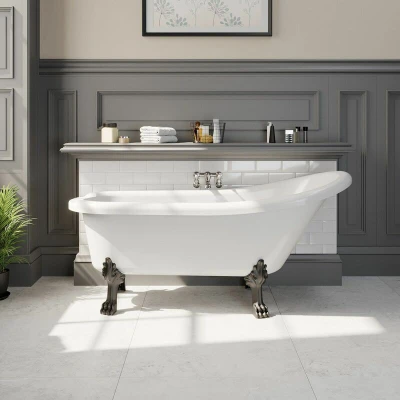 Image of Park Lane Buxton Freestanding 1550 x 750mm Roll Top Bath With Black Dragon Feet