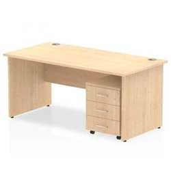 Image of Impulse 1400x800mm Desk Maple Top Panel End Leg and Mobile Ped