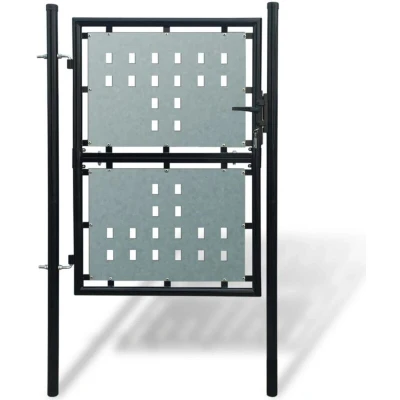 Image of vidaXL Black Single Door Fence Gate 100 x 200 cm