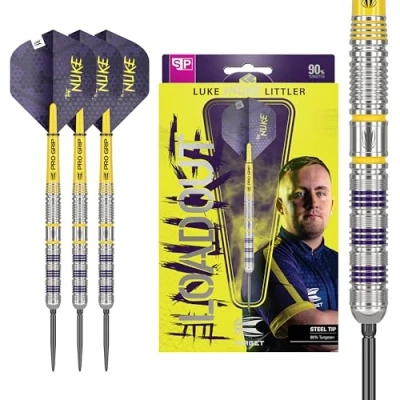 Image of TARGET Darts Luke Littler Loadout 90% Tungsten Steel Tip Set 22G Dart, The Nuke Player Edition Dart Set, Swiss Point Darts, SP Tool Included
