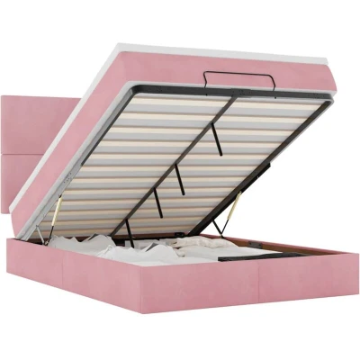 Image of vidaXL Ottoman Bed with Mattresses Pink 140x200cm Velvet