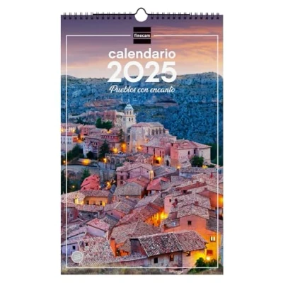 Image of Finocam Calendar Pictures of Spiral Wall to Write 2025 Month View January December (12 months) Charming Villages Spanish