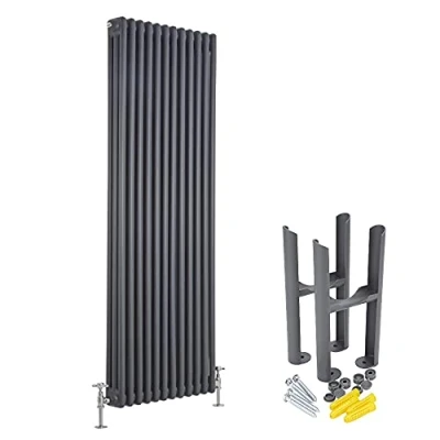 Image of Milano Windsor Anthracite Cast Iron Style Vertical Triple Column Radiator Feet 1800mm x 560mm
