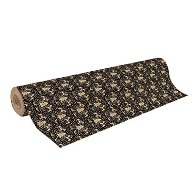 Image of Clairefontaine Ref 223847C Recycled Kraft Printed Paper Roll (Single Roll) 70cm Width x 50m Length, 70gsm 100% Black Christmas Design