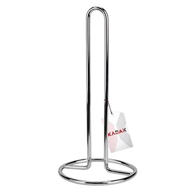 Image of KADAX Steel Paper Towel Holder, Kitchen Roll Stand for Countertop, Free Standing Dispenser Bathroom, Laundry Room (Silver, Round)