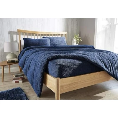 Image of LSU Teddy Fleece Duvet Cover Super Soft Warm Bedding Set Single Double King Quilt (navy, King)