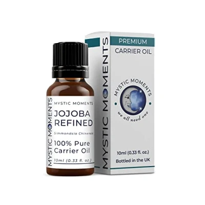 Image of Mystic Moments Jojoba Refined (Clear) Carrier Oil 10ml Pure &amp; Natural Perfect For Hair, Face, Nails, Aromatherapy, Massage and Dilution Vegan GMO Free