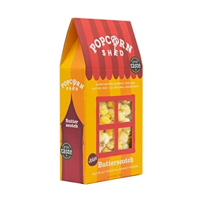 Image of Popcorn Shed Butterscotch Gourmet Popcorn, Gift Box, Gluten Free, Natural, Vegetarian Movie Night Snack Orange, 80 g