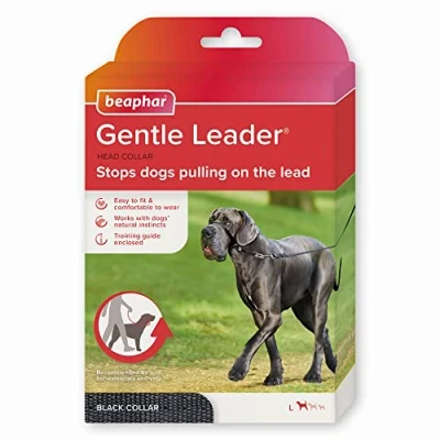 Image of Beaphar Gentle Leader Head Collar for Large Dogs Stops Pulling On The Lead Training Aid with Immediate Effect Endorsed by Behaviourists Black x 1