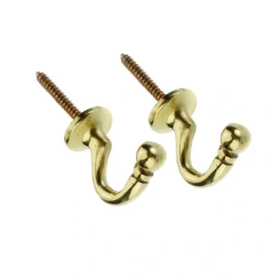 Image of Swish Ball Metal Curtain Tie Back Hooks, Brass, Large, Pair