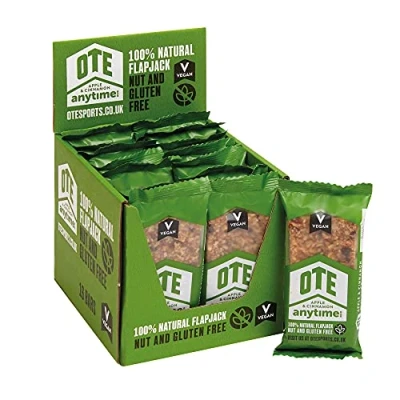 Image of OTE Anytime Bars Vegan Energy for Cycling Nutrition Nut Free Snacks Running Flapjack Box of 16 x 62g (Apple and Cinnamon)