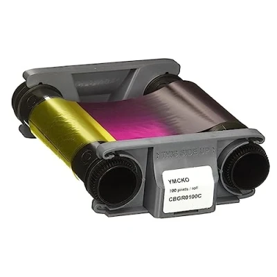 Image of PEKTAS Ribbon Tape, CBGR0100C, YMCKO, 100 Images for Evolis Badgy 200 Printers