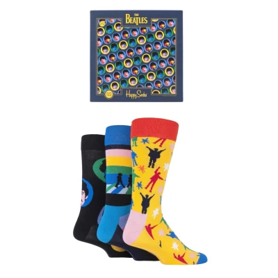 Image of 3 Pair Assorted The Beatles 2019 Gift Boxed Cotton Socks Unisex 4 7 Happy